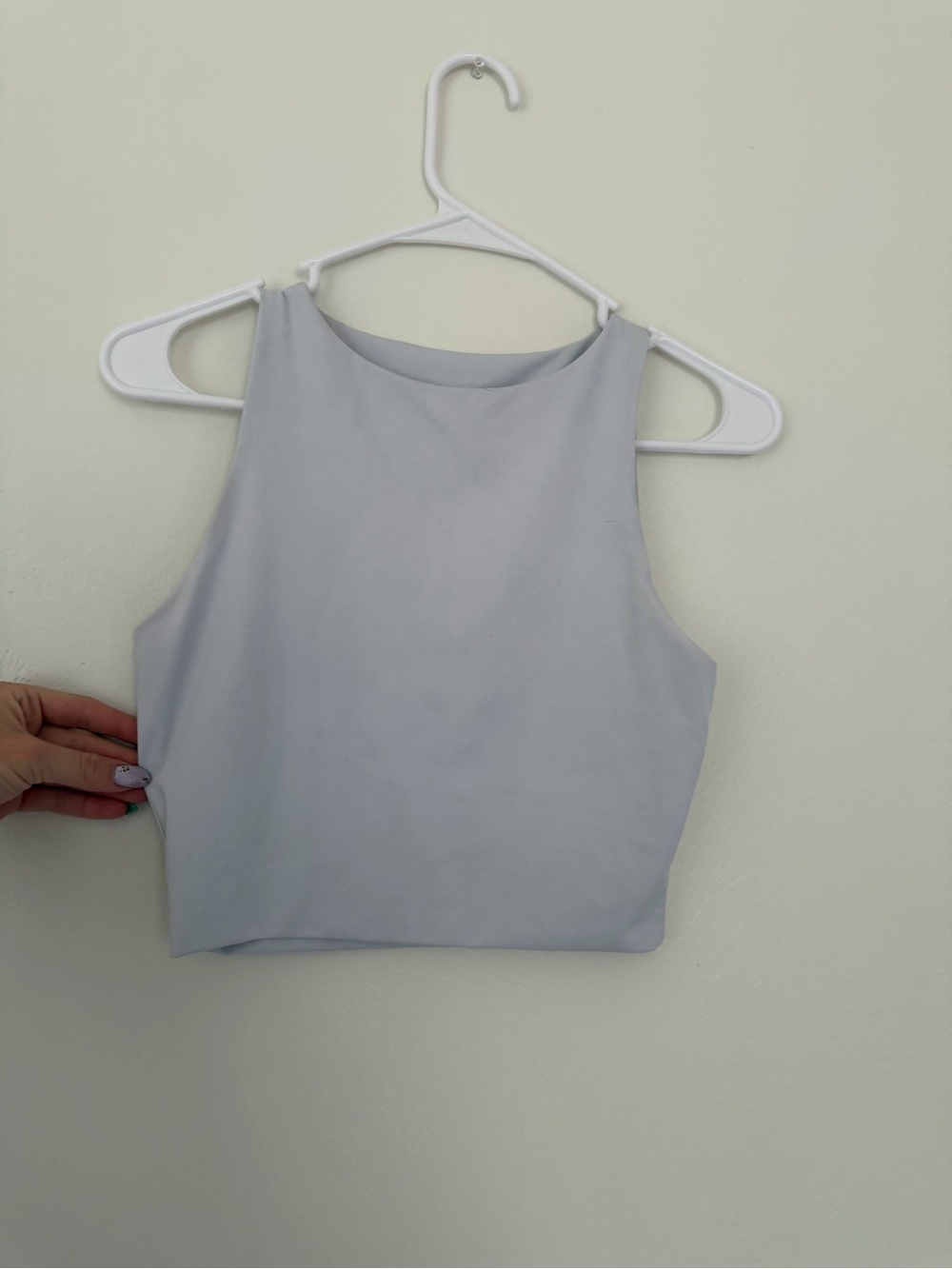 Divided Light Gray High Neck Crop Tank
